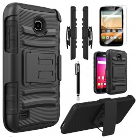 Huawei Union Case, Dual Layers [Combo Holster] Case And Built-In Kickstand Bundled with [Premium Screen Protector] Hybird Shockproof And Circlemalls Stylus Pen (Black)